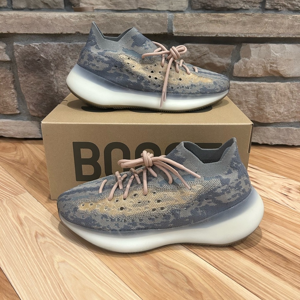 Yeezy Blue and Tan Sneakers